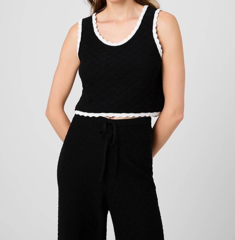 NEW FRENCH CONNECTION teddy diamond knit camisoles in black summer white